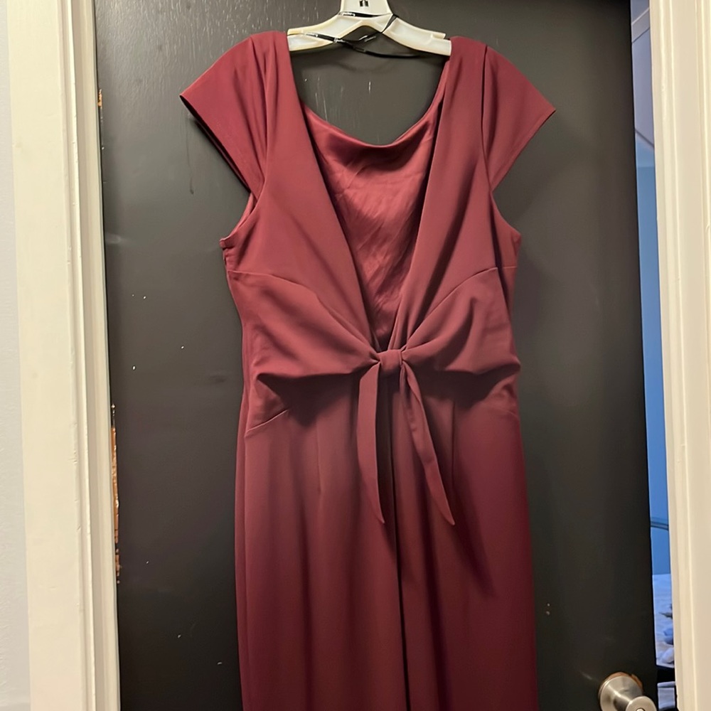 Size 16 Burgundy David’s Bridal Dress with low back.